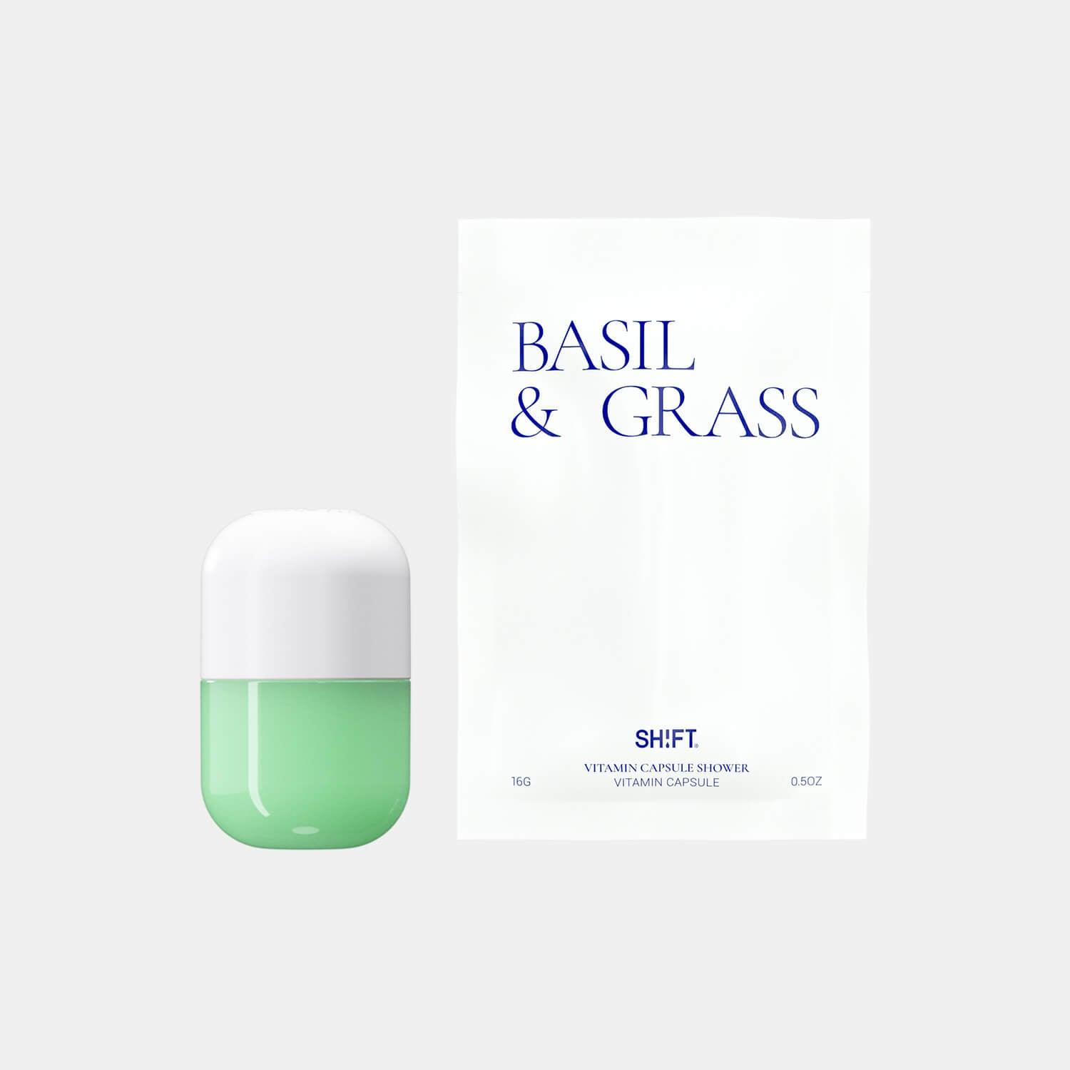 basil & grass - aromatherapy diffuser showerhead scent capsule with shower filter 
